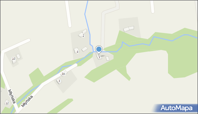 Ślemień, Młyńska, 1, mapa Ślemień