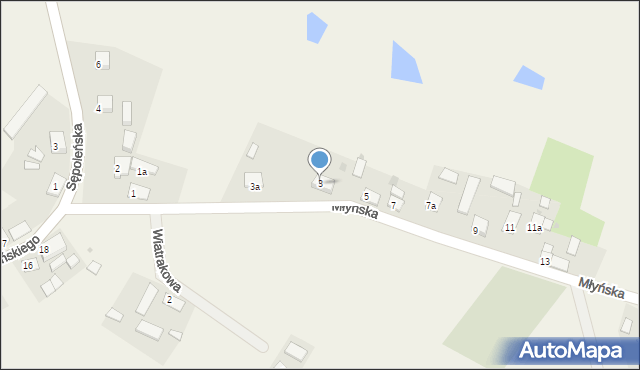 Sośno, Młyńska, 3, mapa Sośno