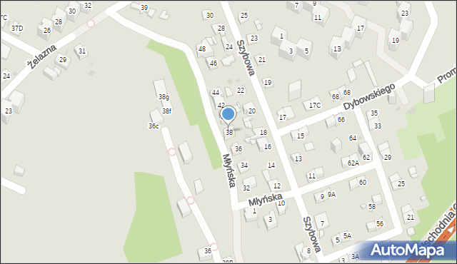 Sosnowiec, Młyńska, 38, mapa Sosnowca