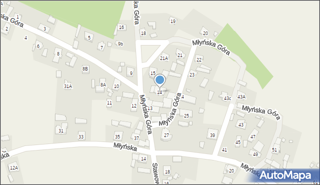 Stare Budkowice, Młyńska Góra, 14, mapa Stare Budkowice