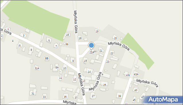 Stare Budkowice, Młyńska Góra, 21A, mapa Stare Budkowice