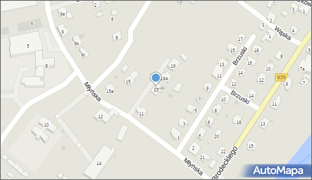 Strumień, Młyńska, 13, mapa Strumień