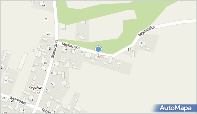 Styków, Młynarska, 10, mapa Styków
