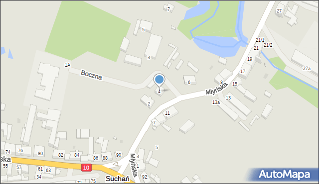 Suchań, Młyńska, 4, mapa Suchań