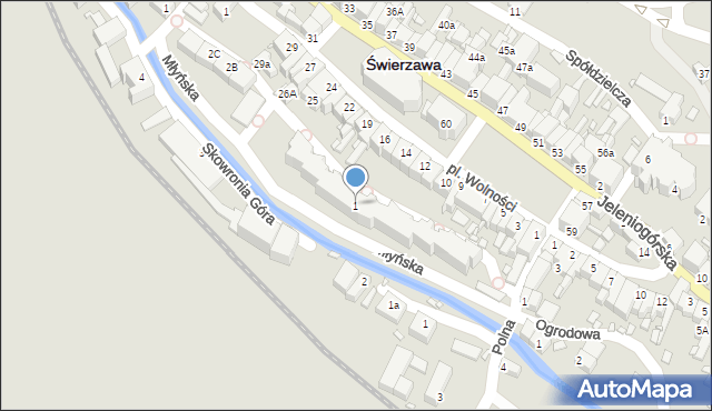 Świerzawa, Młyńska, 1, mapa Świerzawa