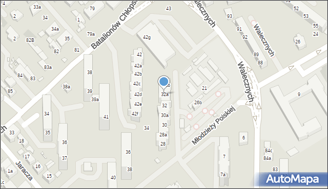Szczecin, Młodzieży Polskiej, 32a, mapa Szczecina