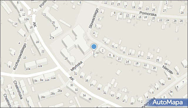 Szczecinek, Młyńska, 1, mapa Szczecinek