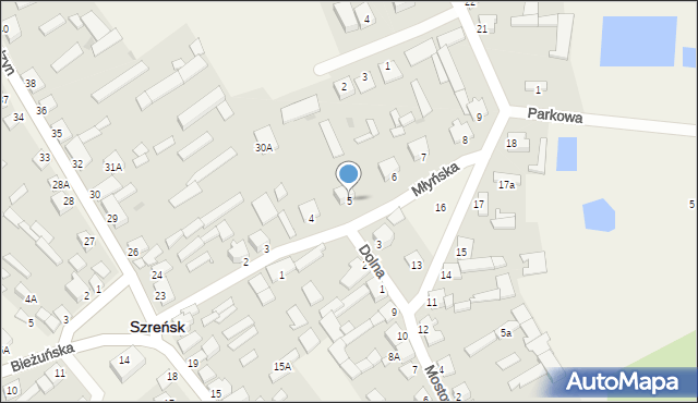 Szreńsk, Młyńska, 5, mapa Szreńsk