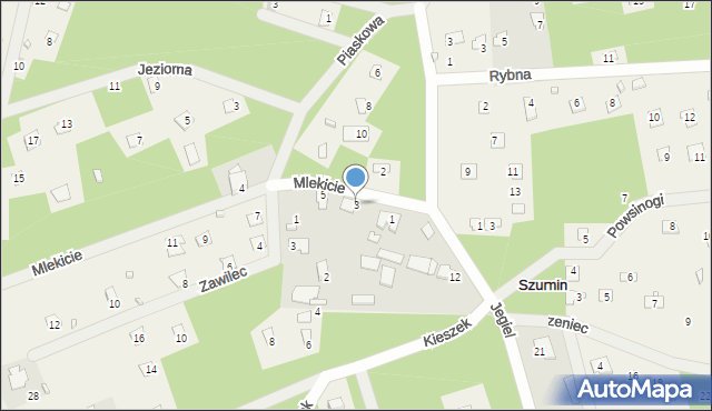 Szumin, Mlekicie, 3, mapa Szumin