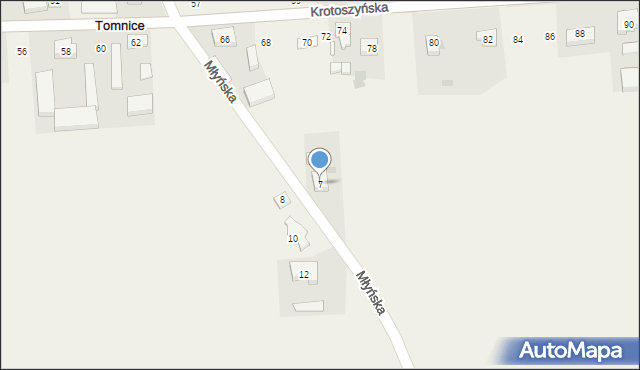 Tomnice, Młyńska, 7, mapa Tomnice