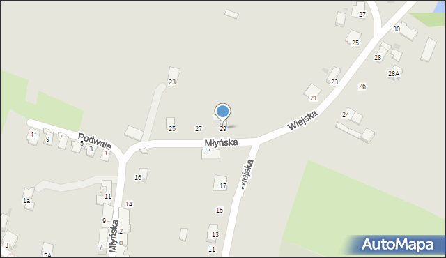 Toszek, Młyńska, 29, mapa Toszek