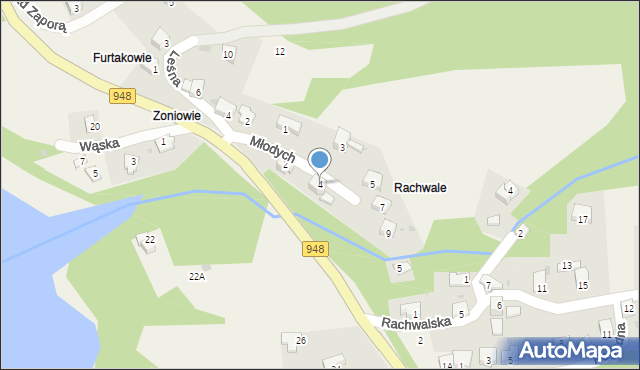 Tresna, Młodych, 4, mapa Tresna