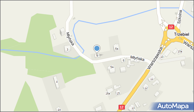 Trzebiel, Młyńska, 5, mapa Trzebiel
