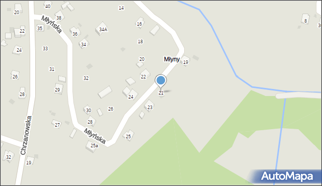 Trzebinia, Młyńska, 21, mapa Trzebinia