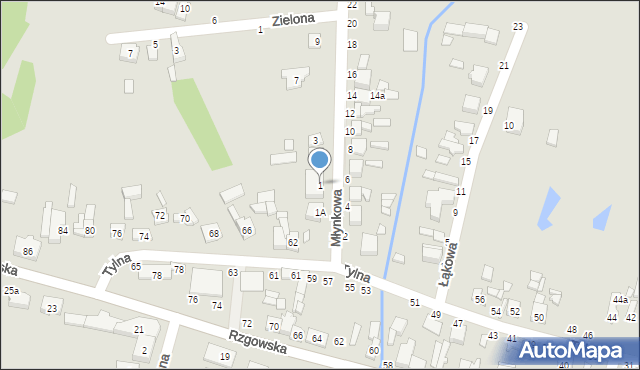 Tuszyn, Młynkowa, 1, mapa Tuszyn