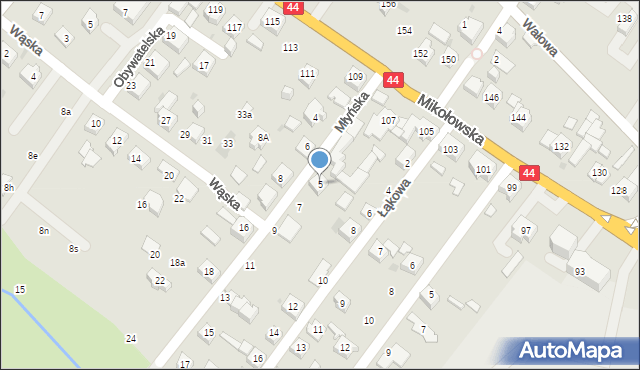 Tychy, Młyńska, 5, mapa Tychów