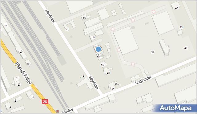 Wadowice, Młyńska, 52, mapa Wadowice