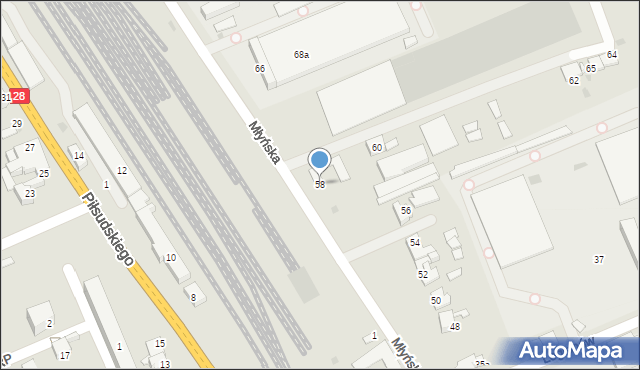 Wadowice, Młyńska, 58, mapa Wadowice