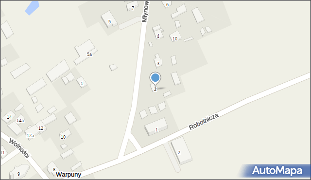 Warpuny, Młynowa, 2, mapa Warpuny