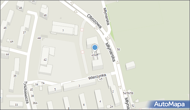 Warszawa, Młynarska, 43/45, mapa Warszawy