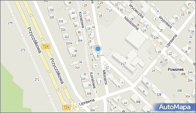 Warszawa, Młocarni, 31, mapa Warszawy