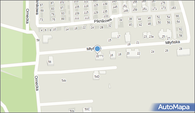 Warszawa, Młyńska, 12, mapa Warszawy