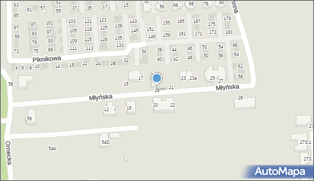 Warszawa, Młyńska, 19, mapa Warszawy