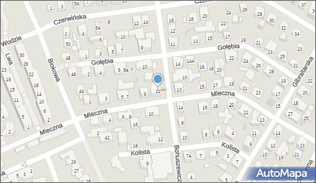 Warszawa, Mleczna, 11, mapa Warszawy