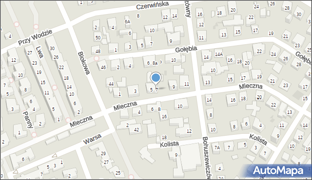 Warszawa, Mleczna, 7, mapa Warszawy