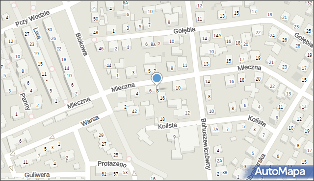 Warszawa, Mleczna, 8, mapa Warszawy