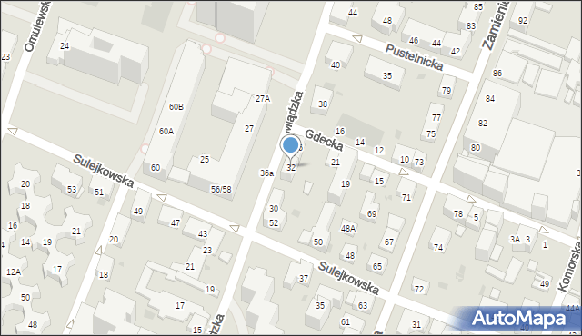 Warszawa, Mlądzka, 32, mapa Warszawy