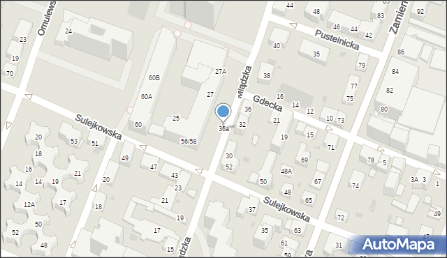Warszawa, Mlądzka, 36a, mapa Warszawy