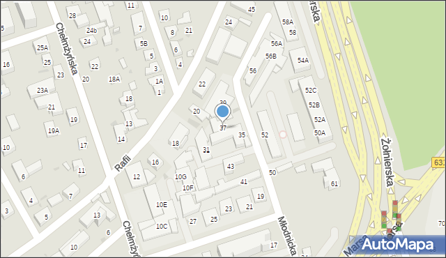 Warszawa, Młodnicka, 37, mapa Warszawy