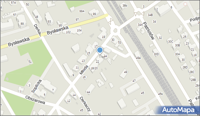 Warszawa, Młoda, 22a, mapa Warszawy