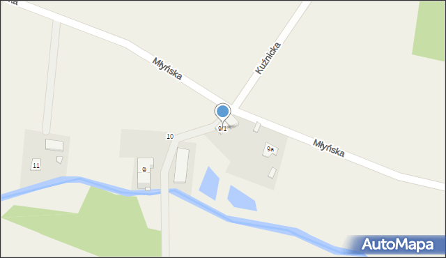 Wąsice, Młyńska, 9/1, mapa Wąsice