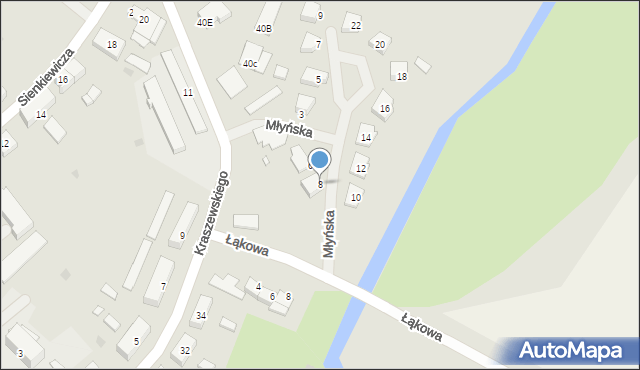 Węgorzewo, Młyńska, 8, mapa Węgorzewo