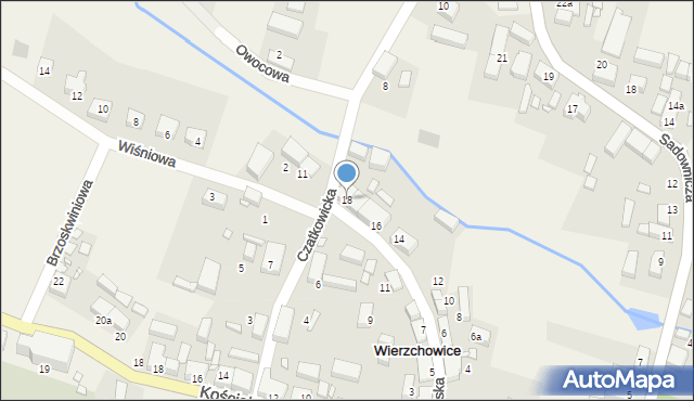 Wierzchowice, Młyńska, 18, mapa Wierzchowice