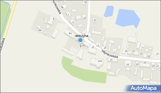 Wilczyna, Młynkowska, 8, mapa Wilczyna