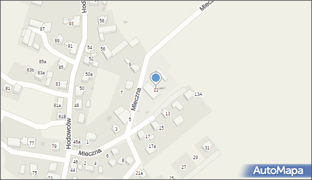 Wisła Wielka, Mleczna, 11, mapa Wisła Wielka