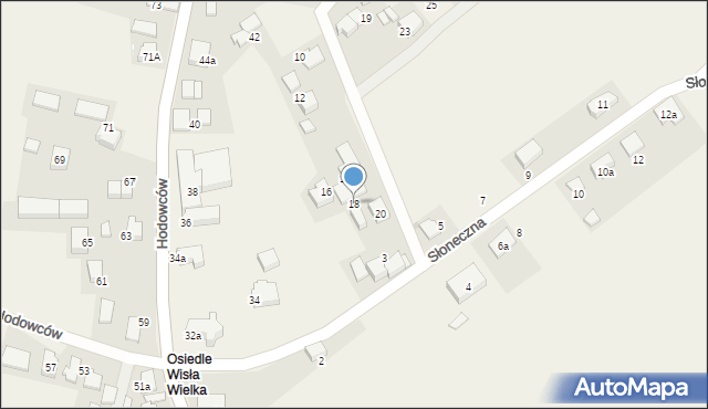 Wisła Wielka, Mleczna, 18, mapa Wisła Wielka