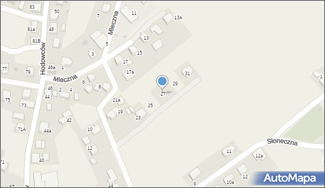 Wisła Wielka, Mleczna, 27, mapa Wisła Wielka