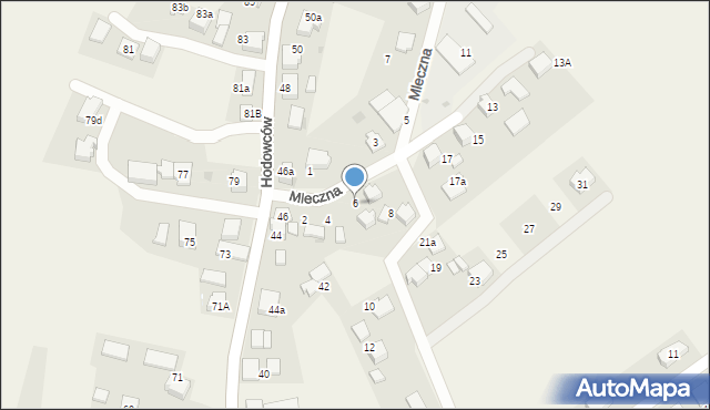 Wisła Wielka, Mleczna, 6, mapa Wisła Wielka