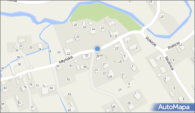 Wola Radziszowska, Młyńska, 19, mapa Wola Radziszowska