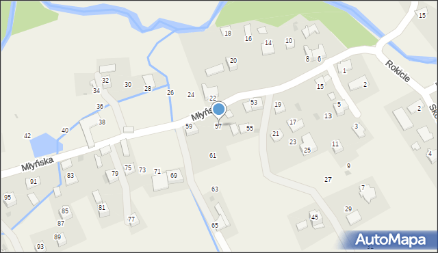 Wola Radziszowska, Młyńska, 57, mapa Wola Radziszowska