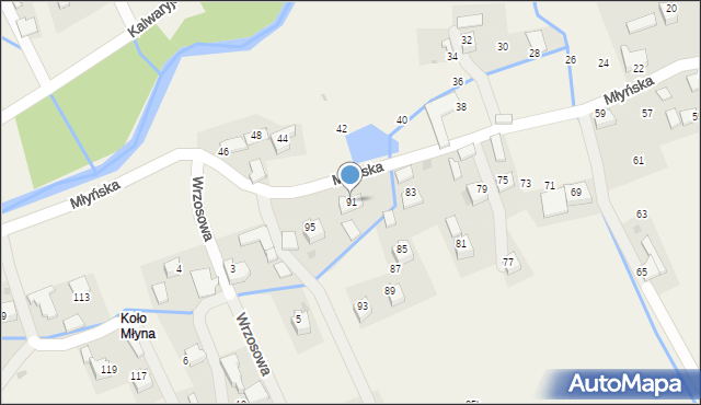 Wola Radziszowska, Młyńska, 91, mapa Wola Radziszowska