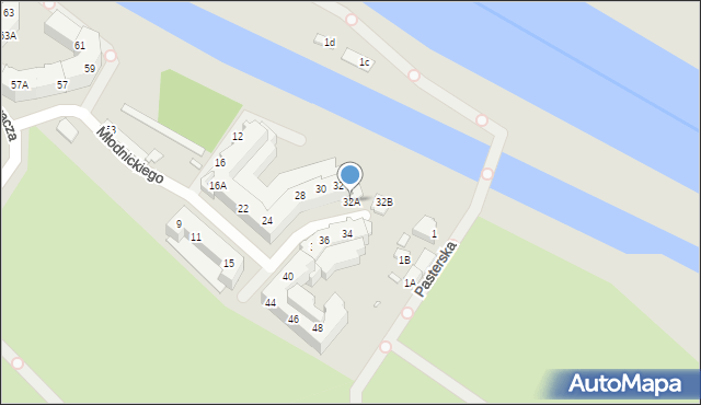 Wrocław, Młodnickiego Artura, 32A, mapa Wrocławia