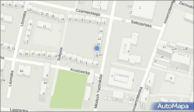 Wrocław, Młodych Techników, 6, mapa Wrocławia