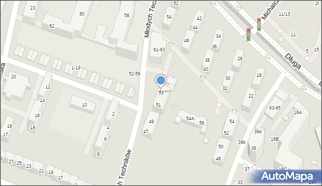 Wrocław, Młodych Techników, 53, mapa Wrocławia