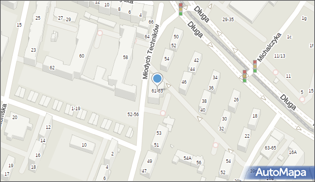 Wrocław, Młodych Techników, 61-63, mapa Wrocławia