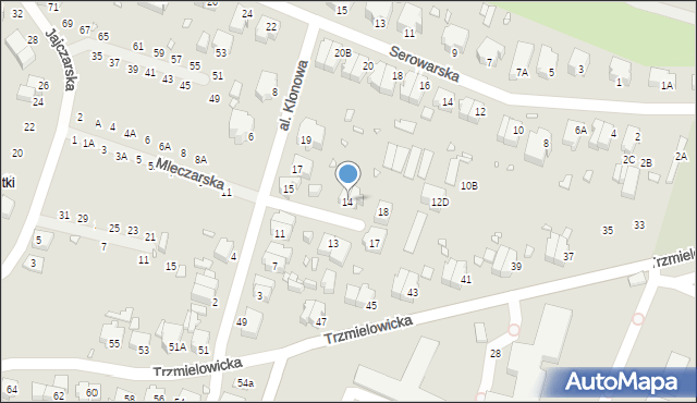 Wrocław, Mleczarska, 14, mapa Wrocławia